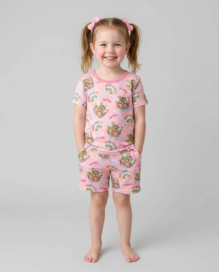Conjunto de Pijama de Dos Piezas de Bambú con Mangas Cortas y Pantalones Cortos