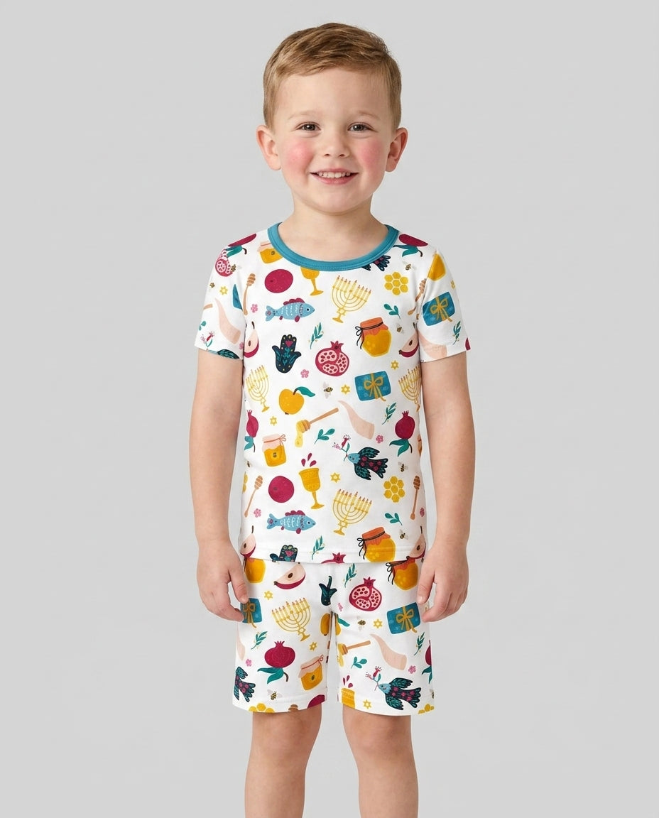 Pijama de dos piezas de bambú de manga corta y pantalón corto "El mejor papá del mundo"