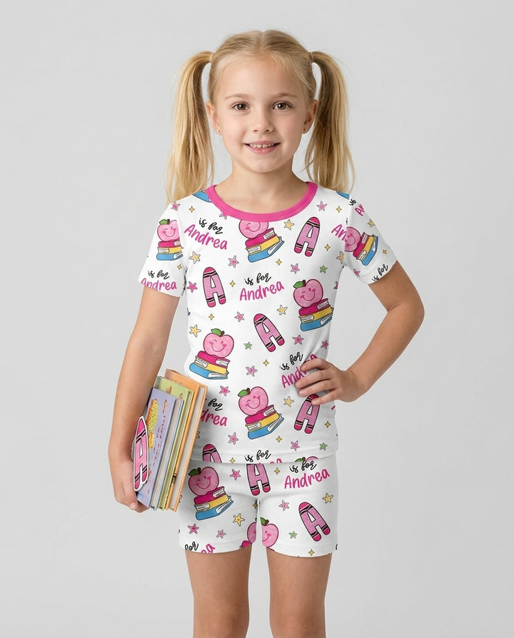 Conjunto de Pijama de Dos Piezas de Bambú con Mangas Cortas y Pantalones Cortos
