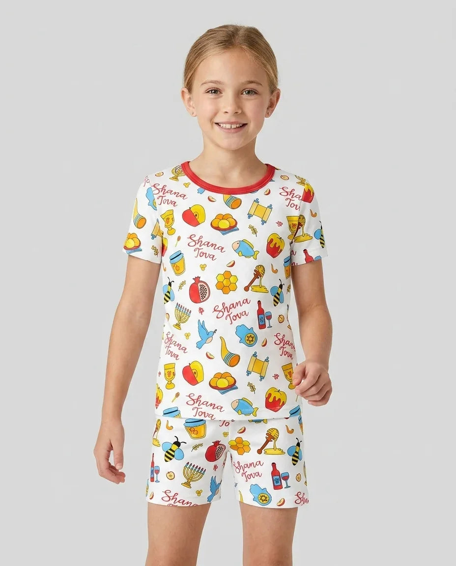 Shanah Tovah U'Metukah Bamboo Two Piece Short Sleeve Shorts Pajama Set