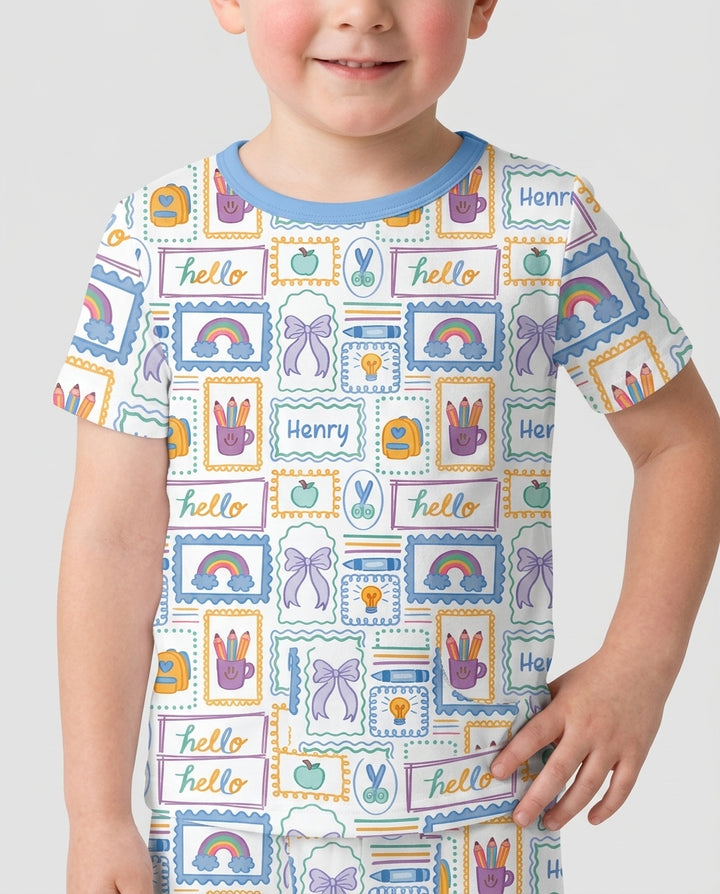 Schlafanzug-Set zweiteilig, kurze Ärmel, kurze Hose, Bambus