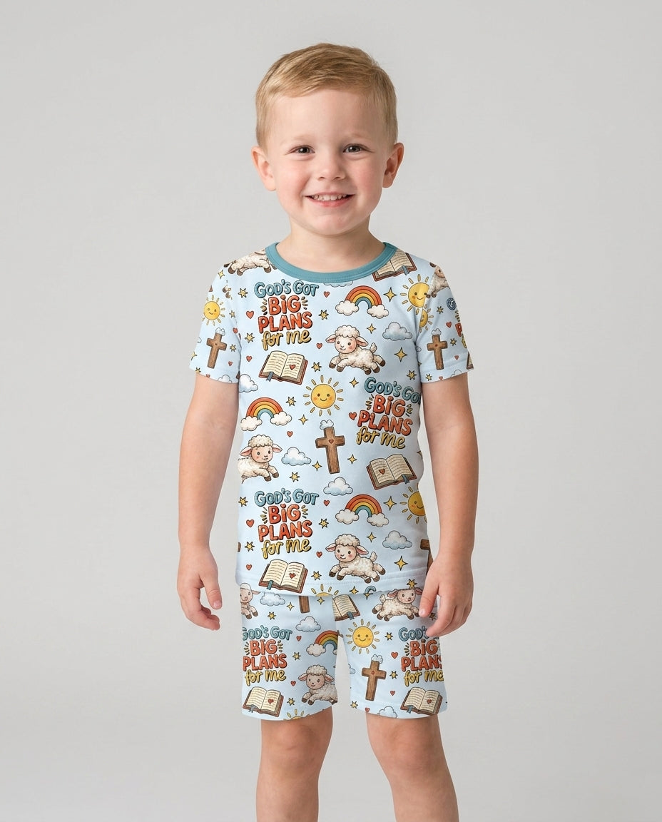 God's Got Big Plans For Me Bamboo Two Piece Short Sleeve Shorts Pajama Set