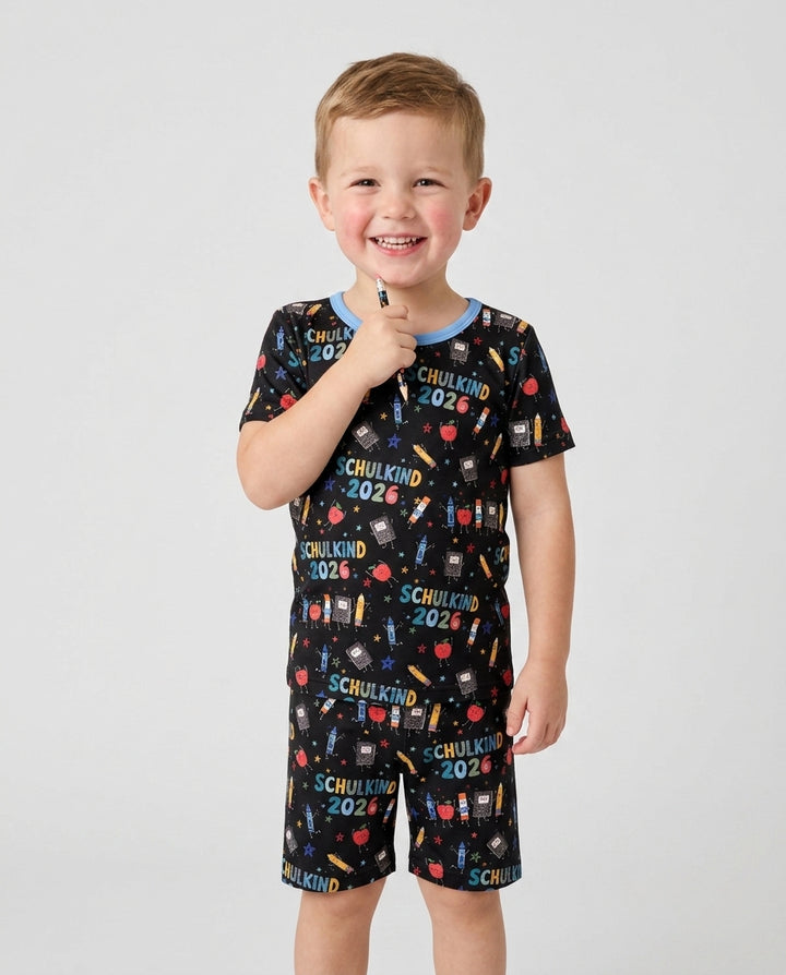 Conjunto de Pijama de Dos Piezas de Bambú con Mangas Cortas y Pantalones Cortos