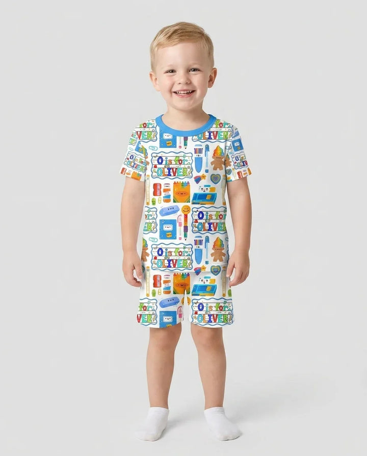 Custom Name Classroom Cuties Bamboo Two Piece Short Sleeve Shorts Pajama Set