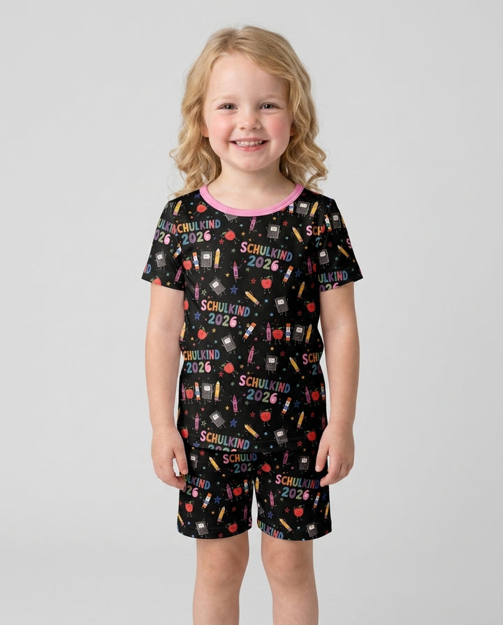 Conjunto de Pijama de Dos Piezas de Bambú con Mangas Cortas y Pantalones Cortos
