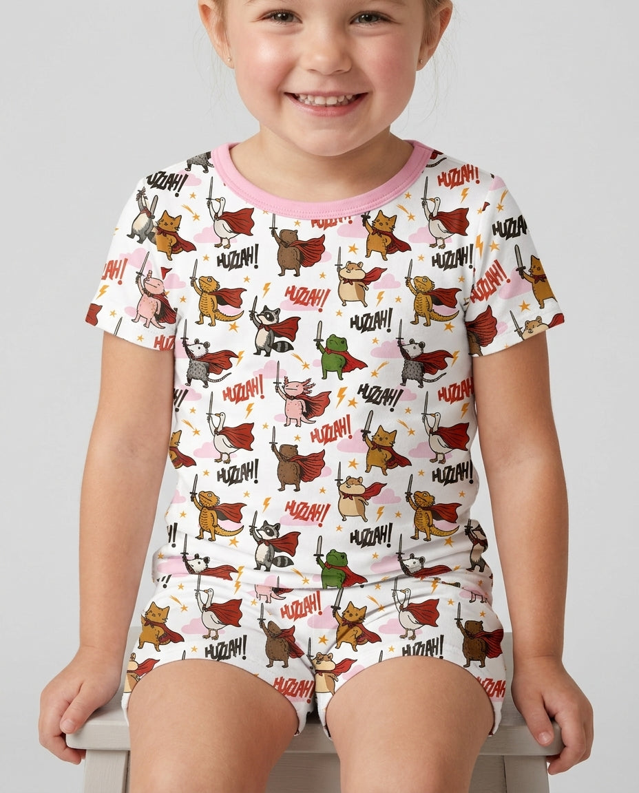 Huzzah! Huzzah! Bamboo Two Piece Short Sleeve Shorts Pajama Set