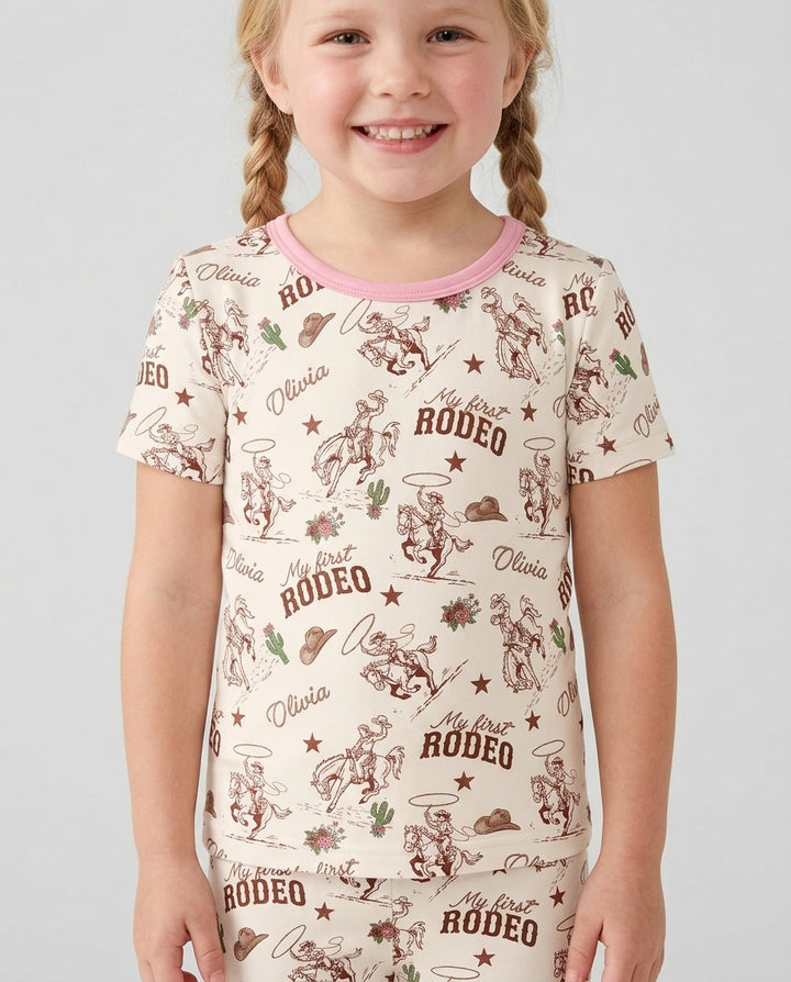 Conjunto de Pijama de Dos Piezas de Bambú con Mangas Cortas y Pantalones Cortos