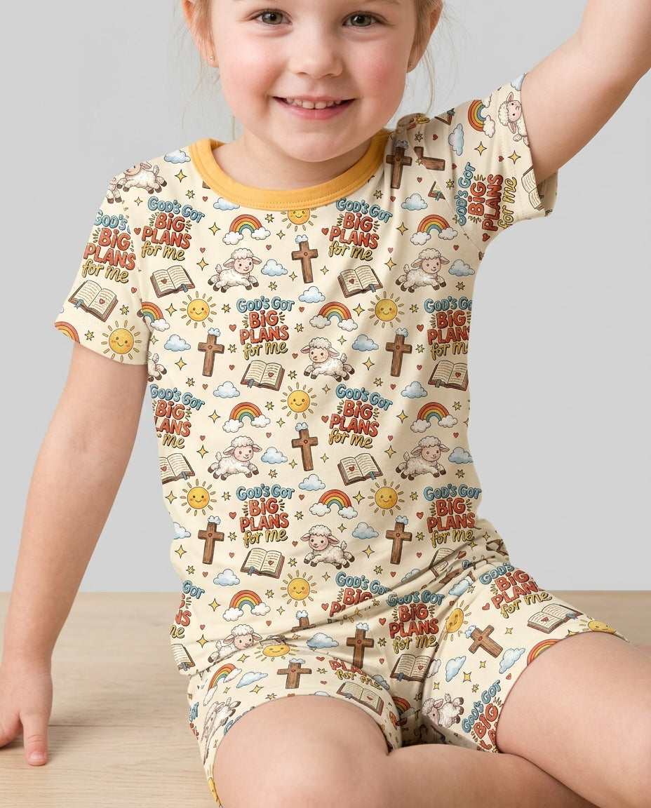 God's Got Big Plans For Me Bamboo Two Piece Short Sleeve Shorts Pajama Set