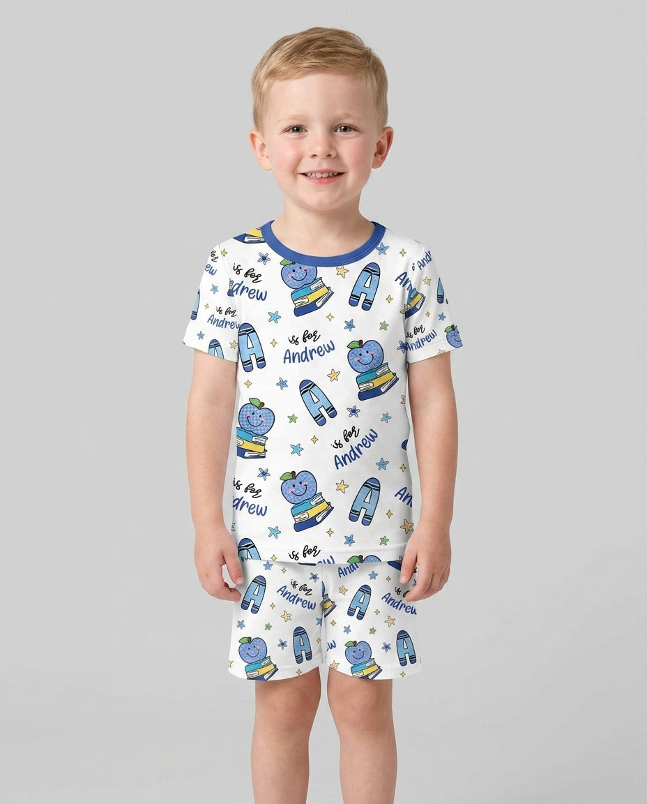 Conjunto de Pijama de Dos Piezas de Bambú con Mangas Cortas y Pantalones Cortos