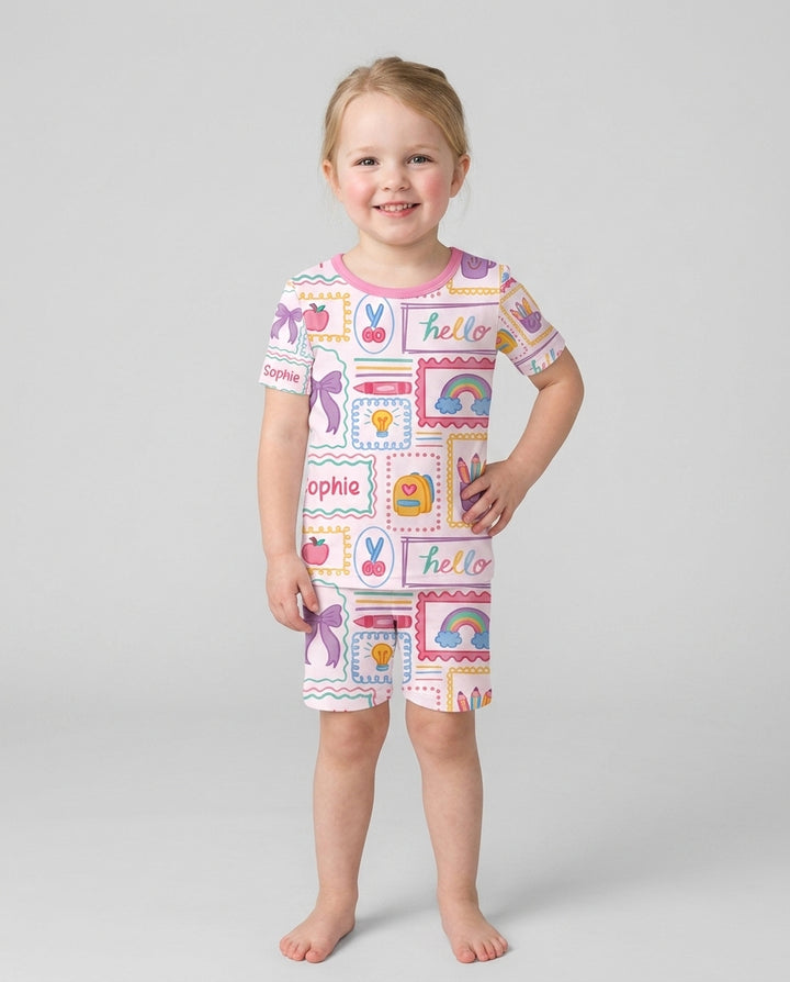Schlafanzug-Set zweiteilig, kurze Ärmel, kurze Hose, Bambus