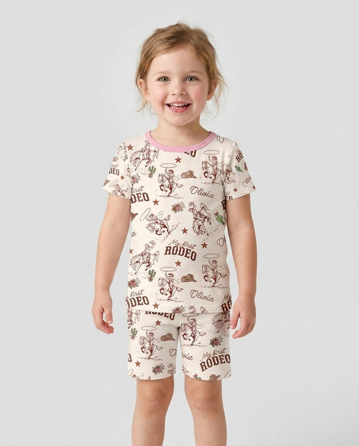Conjunto de Pijama de Dos Piezas de Bambú con Mangas Cortas y Pantalones Cortos