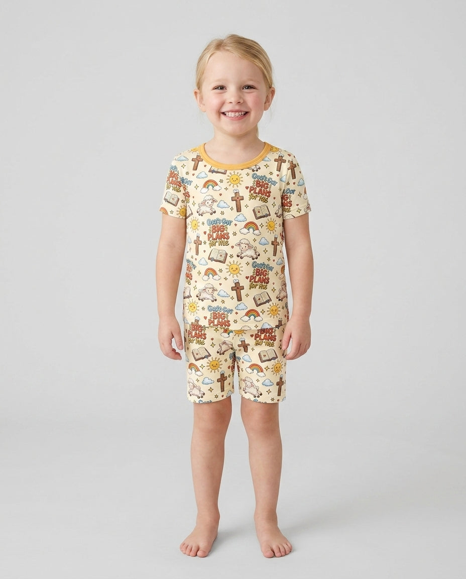 God's Got Big Plans For Me Bamboo Two Piece Short Sleeve Shorts Pajama Set