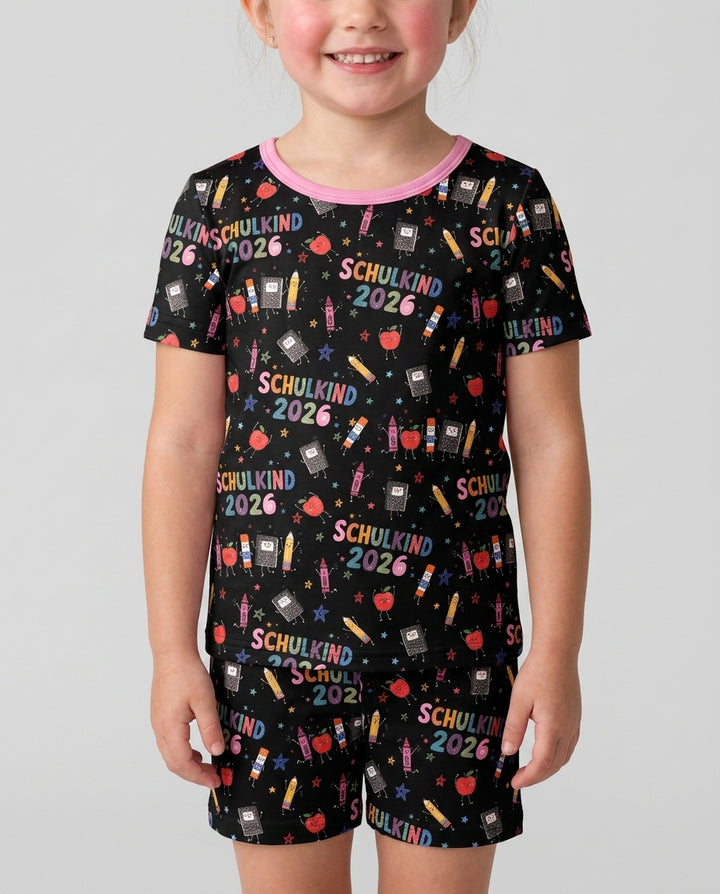 Conjunto de Pijama de Dos Piezas de Bambú con Mangas Cortas y Pantalones Cortos