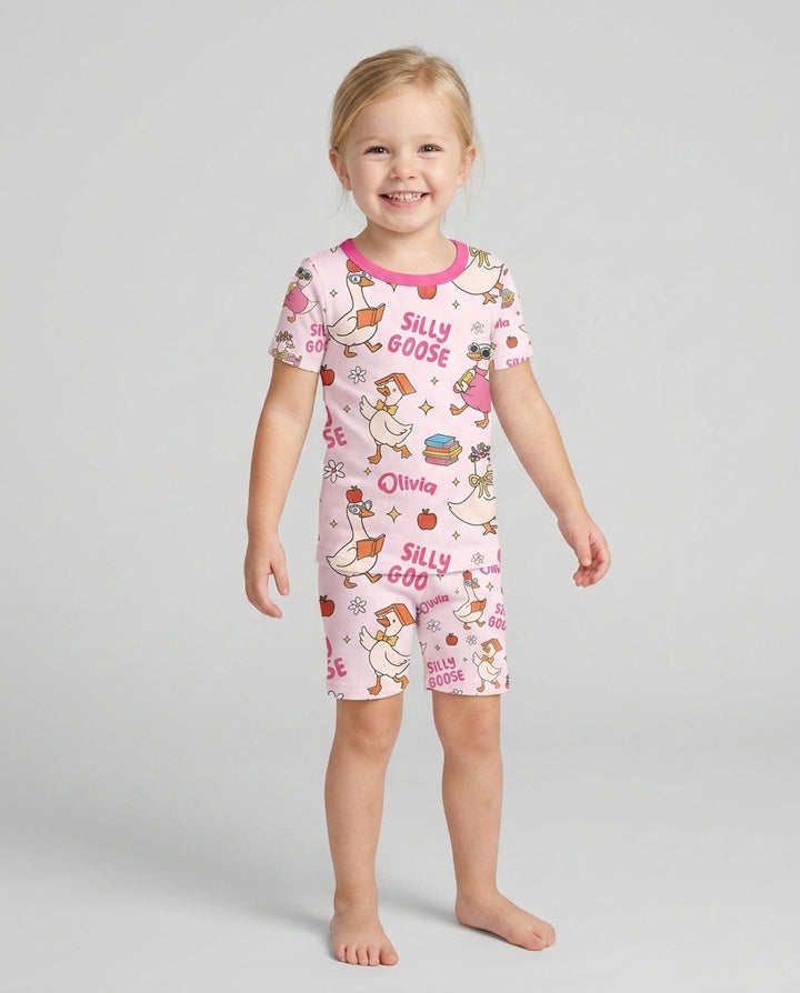 Conjunto de Pijama de Dos Piezas de Bambú con Mangas Cortas y Pantalones Cortos