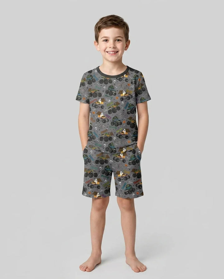 Conjunto de Pijama de Dos Piezas de Bambú con Mangas Cortas y Pantalones Cortos