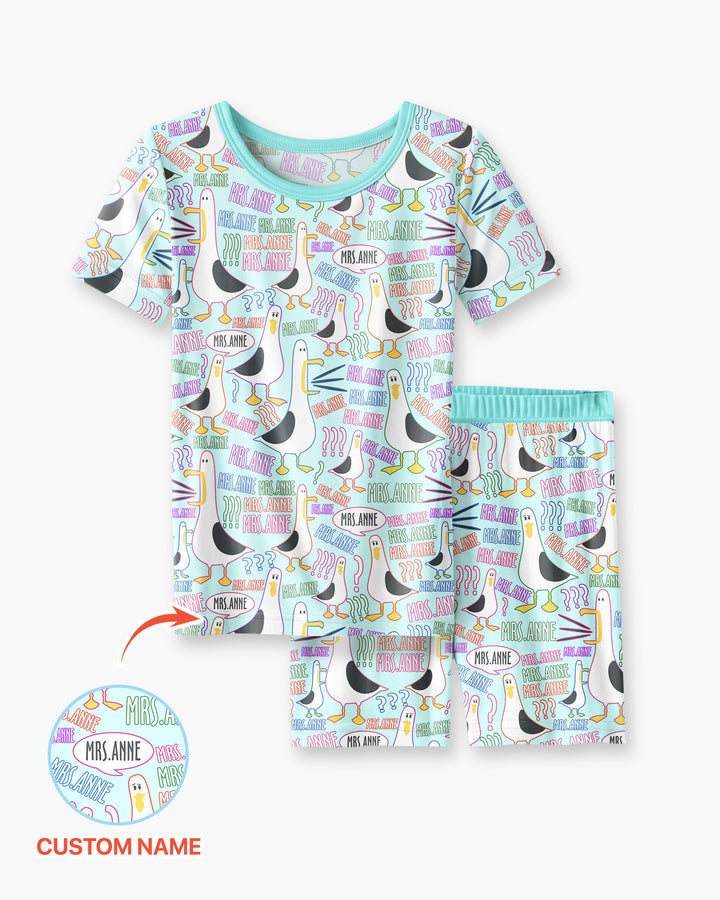 Conjunto de Pijama de Dos Piezas de Bambú con Mangas Cortas y Pantalones Cortos