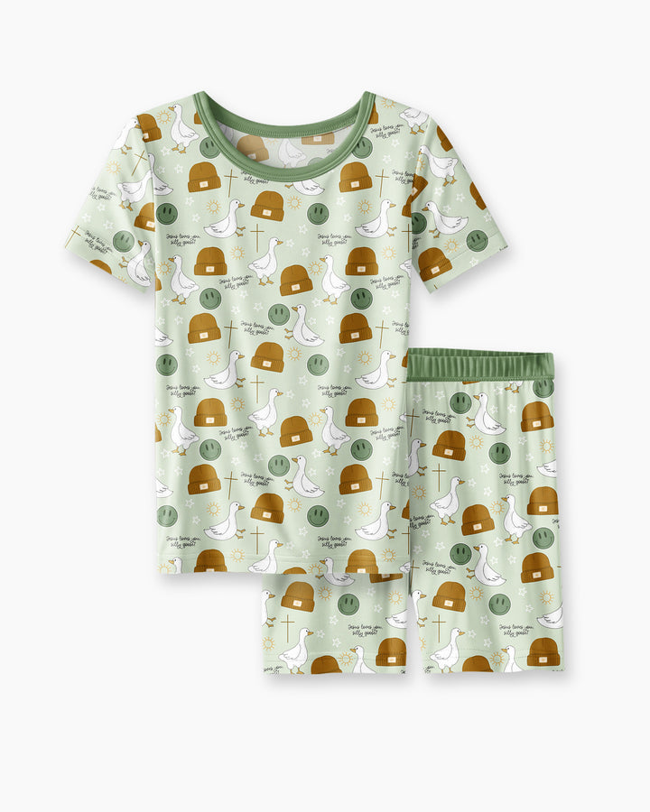 Conjunto de Pijama de Dos Piezas de Bambú con Mangas Cortas y Pantalones Cortos