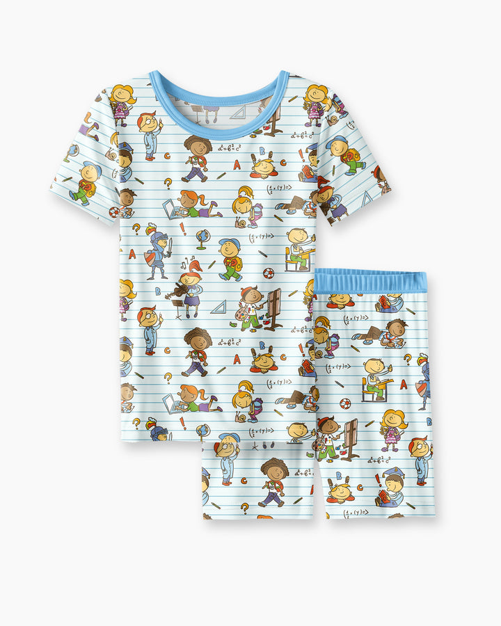 100 Días De... Conjunto de Pijama de Dos Piezas de Bambú de Manga Corta y Pantalón Corto