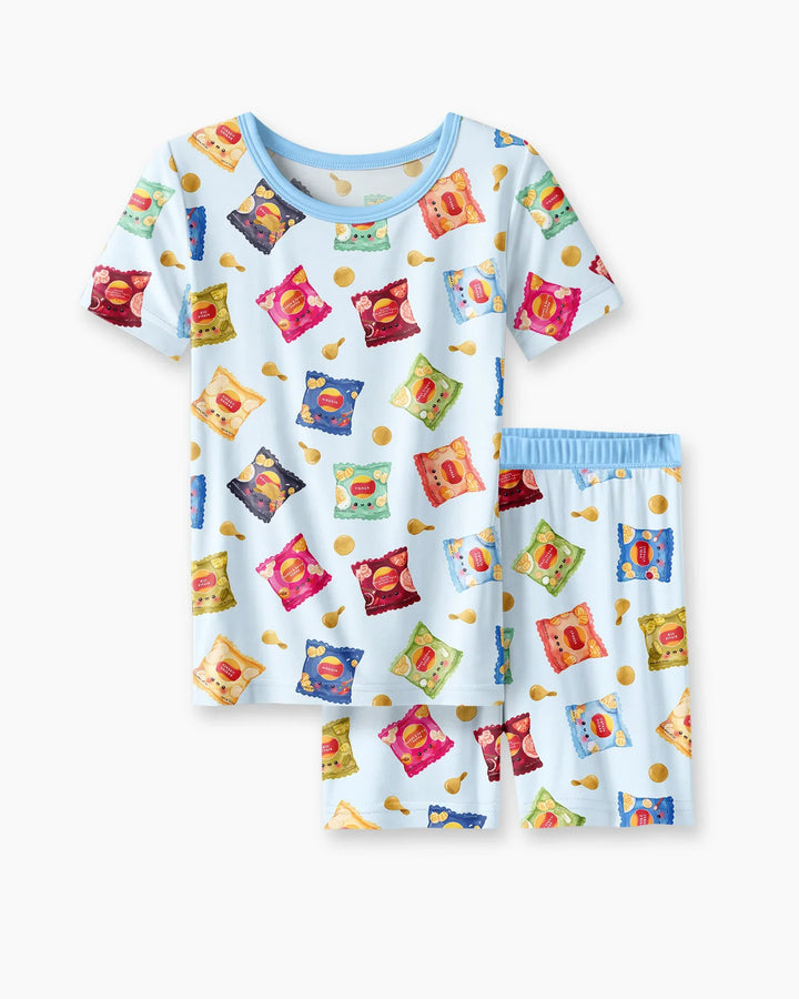 Potato Chips Bamboo Two Piece Short Sleeve Shorts Pajama Set