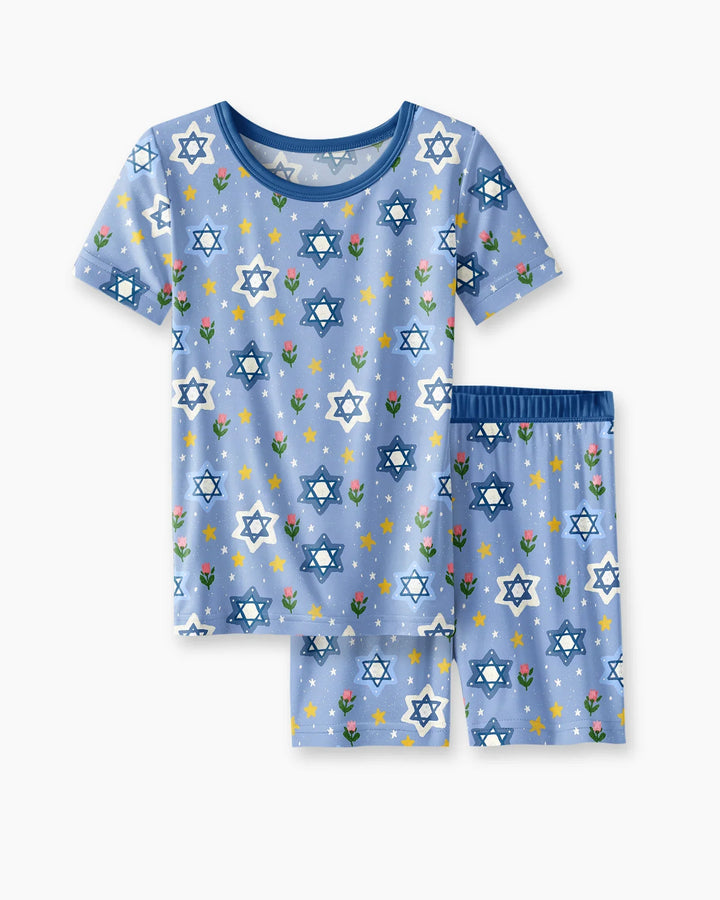 Conjunto de Pijama de Dos Piezas de Bambú con Mangas Cortas y Pantalones Cortos