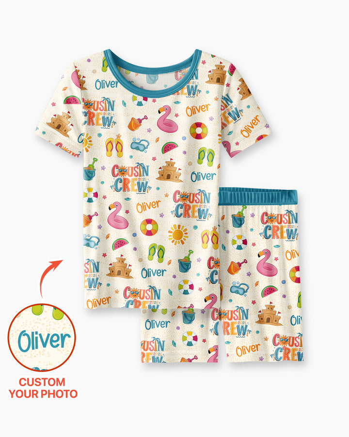 Conjunto de Pijama de Dos Piezas de Bambú con Mangas Cortas y Pantalones Cortos