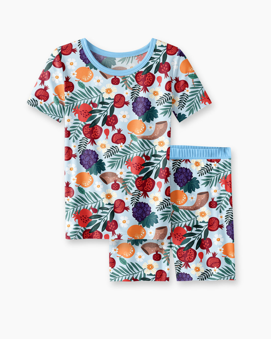 Pomegranate Blessings Night Family Matching Bamboo Two Piece Short Sleeve Shorts Pajama Set
