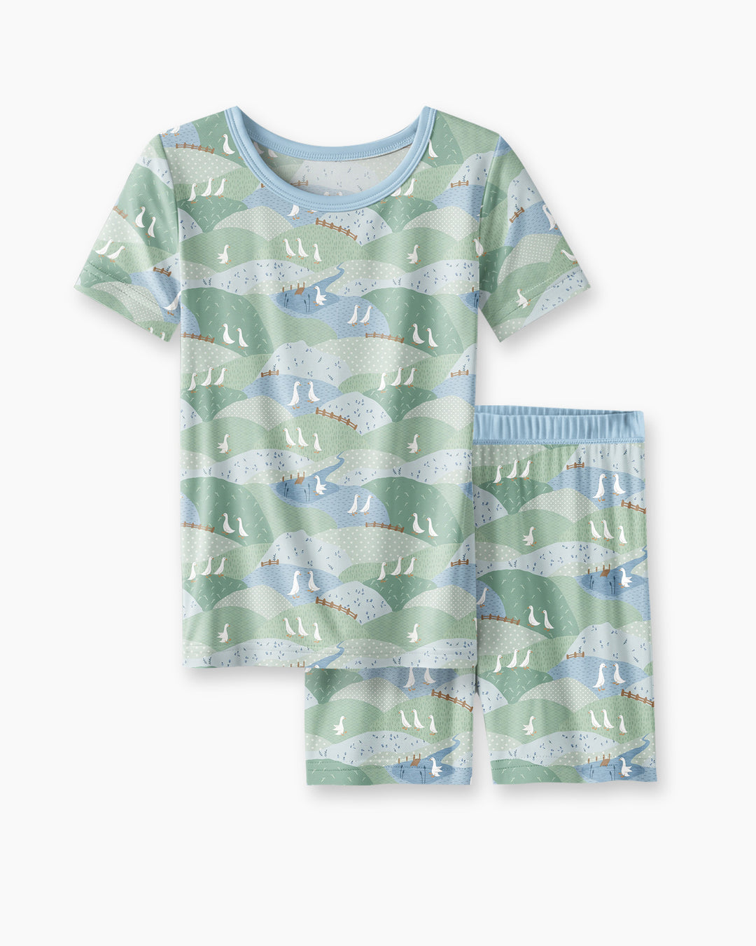 Wandering Geese Family Matching Bamboo Two Piece Short Sleeve Shorts Pajama Set