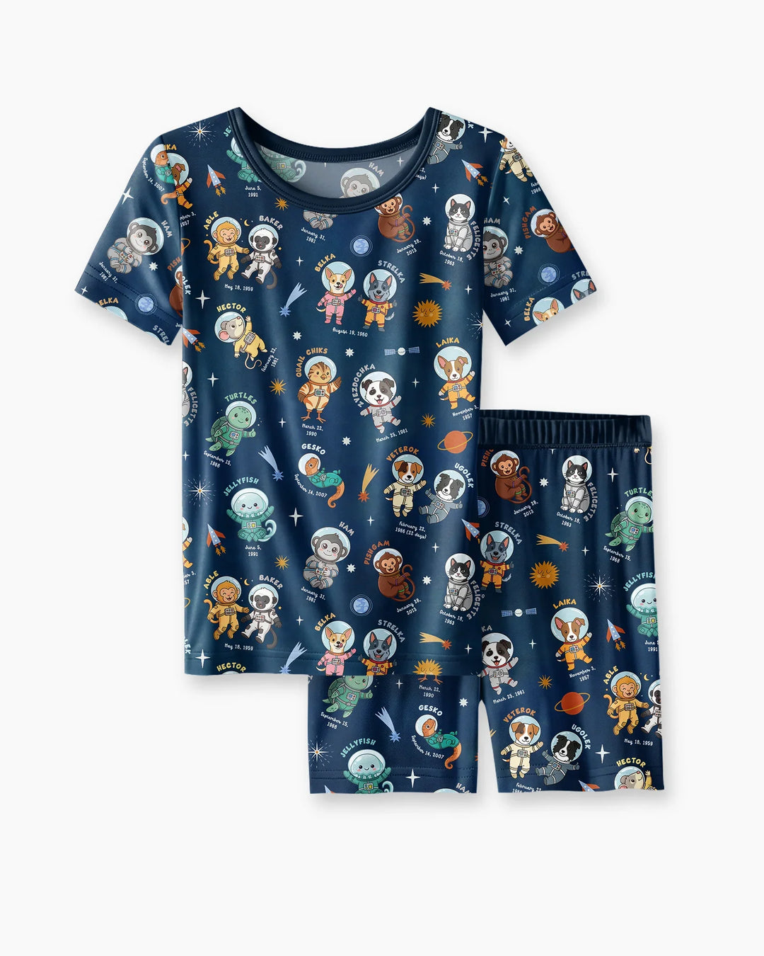 Animal Astronauts Bamboo Two Piece Short Sleeve Shorts Pajama Set
