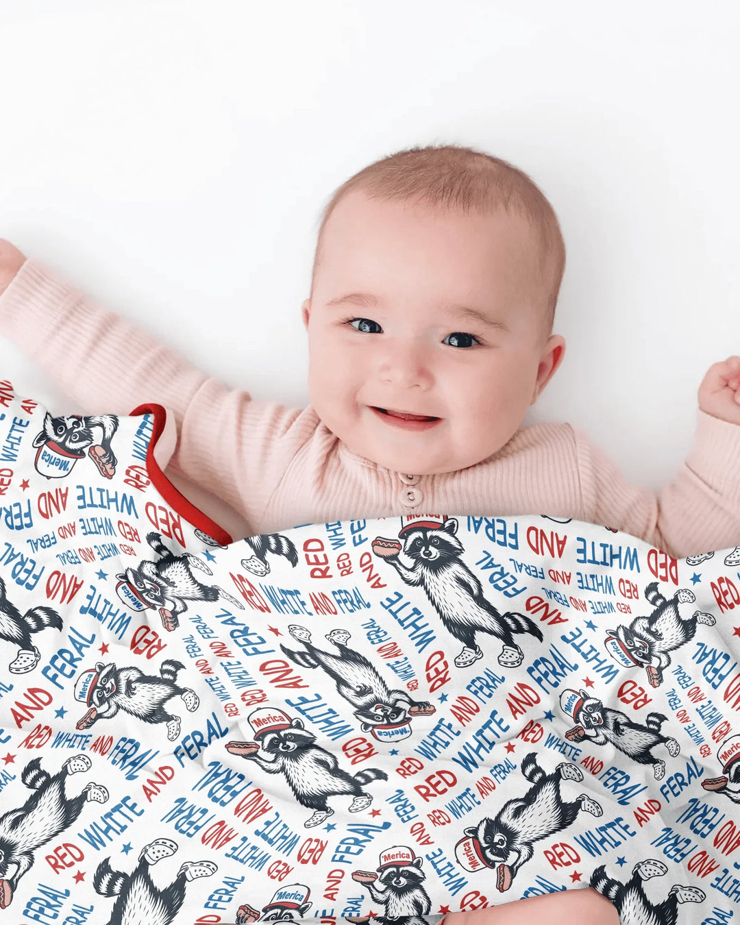 Red White and Feral Bamboo Blanket