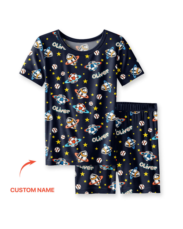 Schlafanzug-Set zweiteilig, kurze Ärmel, kurze Hose, Bambus