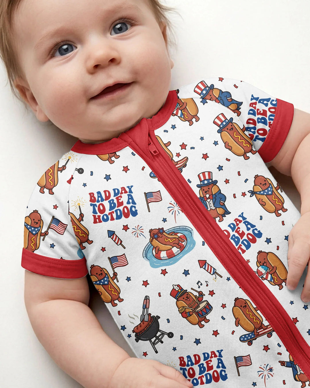 Hot Dog Patriotic Bamboo Shorty Zippy