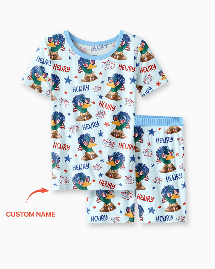Conjunto de Pijama de Dos Piezas de Bambú con Mangas Cortas y Pantalones Cortos
