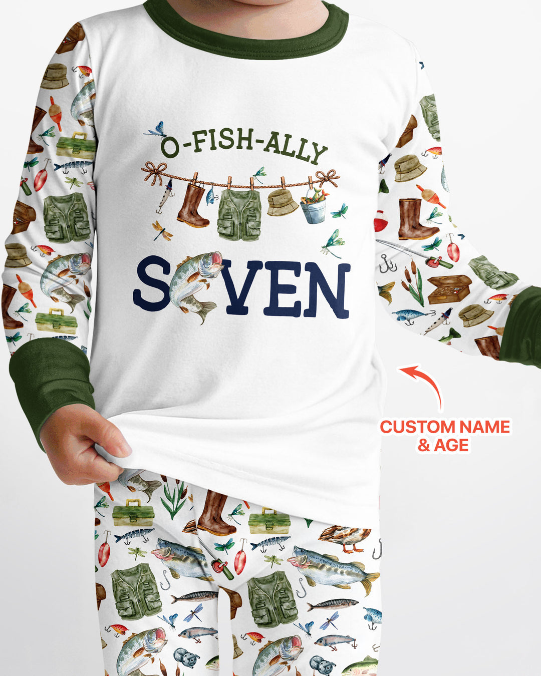 O-Fish-Ally Birthday – Personalized Name & Age Bamboo Two Piece Long Sleeve Pajama Set