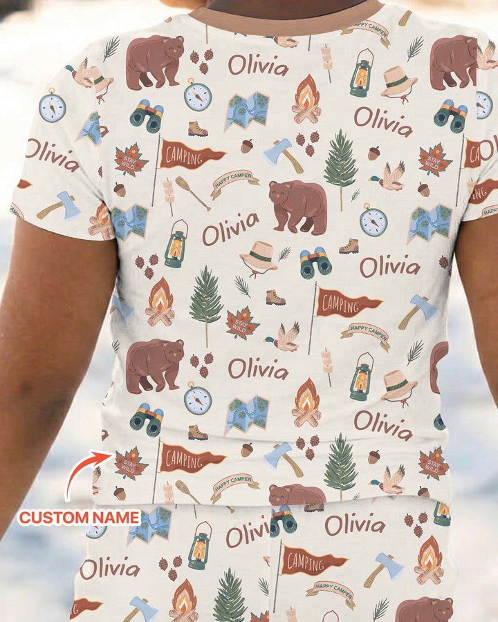 Conjunto de pijama de dos piezas de bambú de manga corta, plantilla personalizada