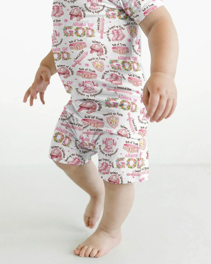 Put On The Full Armor Of God Bamboo Two Piece Short Sleeve Shorts Pajama Set