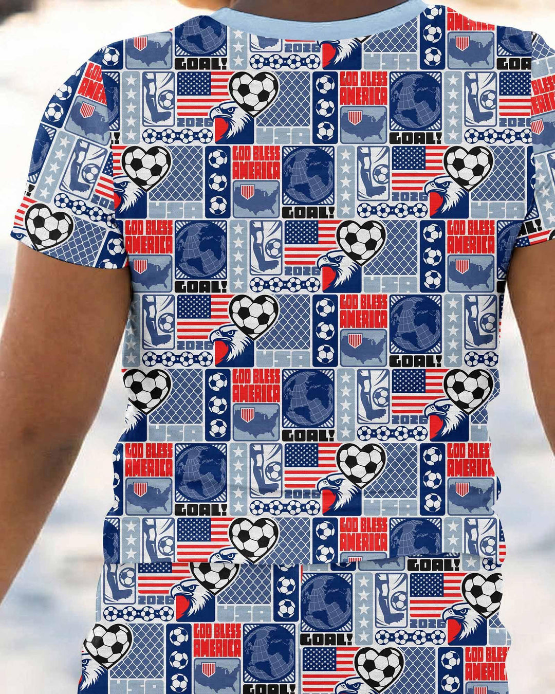 World Soccer God Bless America Bamboo Two Piece Short Sleeve Pajama Set