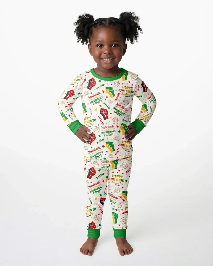 Happy Juneteenth Freedom Day Bamboo Two Piece Long Sleeve Pajama Set