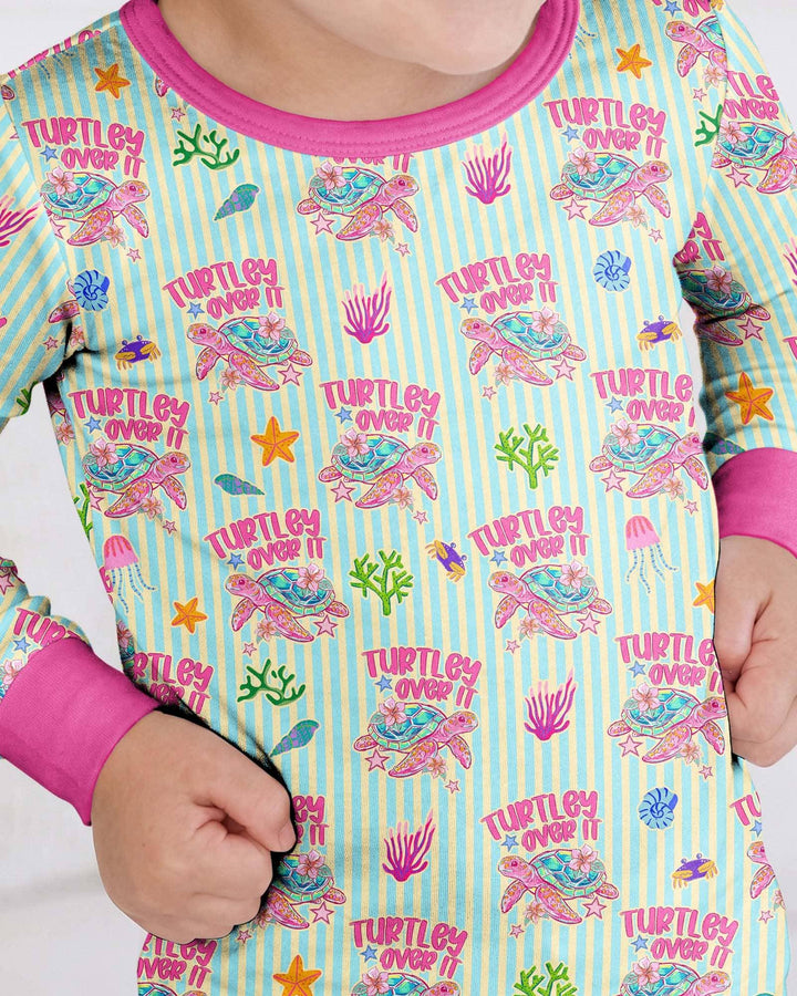 Turtley Over It Family Matching Bamboo Two Piece Long Sleeve Pajama Set