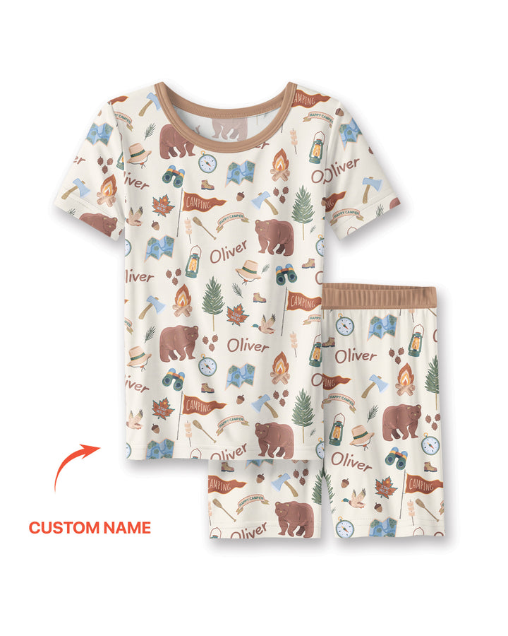 Conjunto de Pijama de Dos Piezas de Bambú con Mangas Cortas y Pantalones Cortos