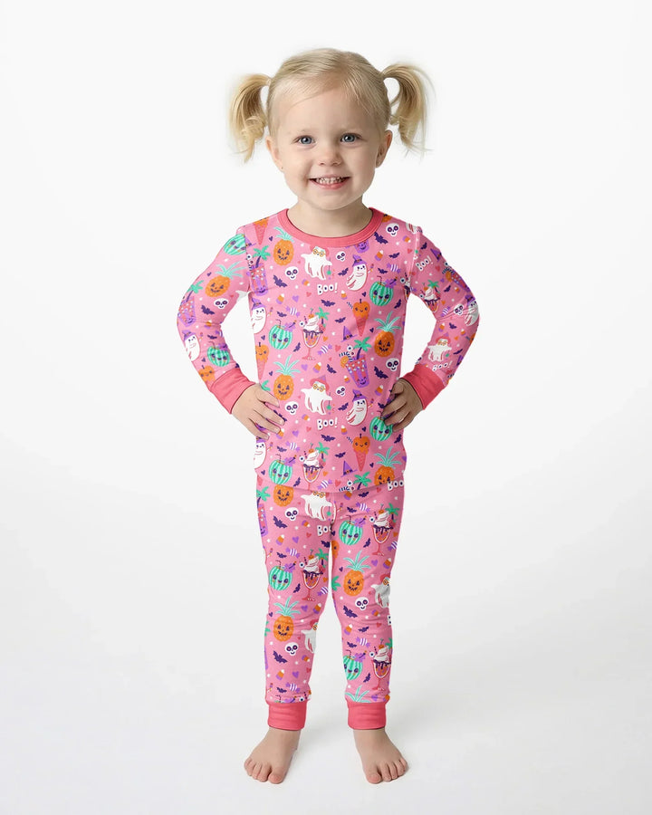 Zweiteiliges Langarm-Pyjama-Set mit Sommerfrüchten