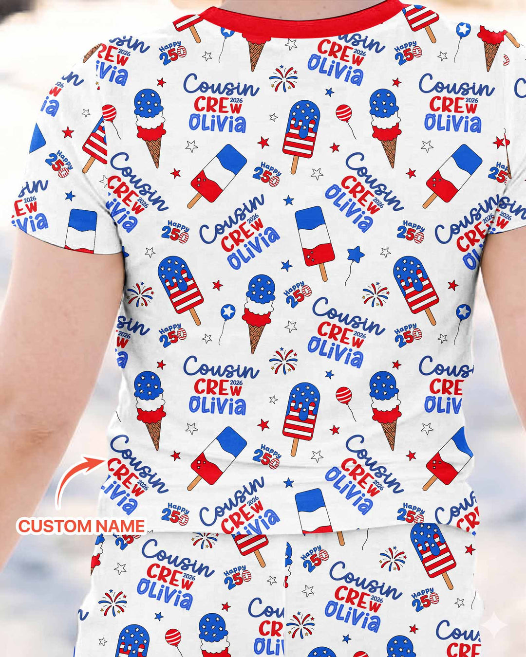 Conjunto de pijama de dos piezas de bambú de manga corta, plantilla personalizada