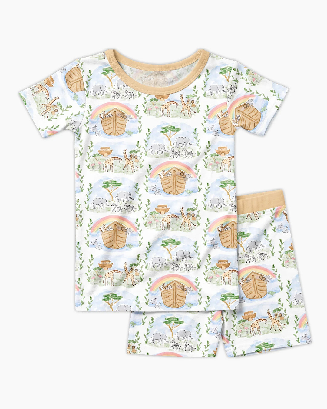 Noah And The Ark Bamboo Two Piece Short Sleeve Shorts Pajama Set