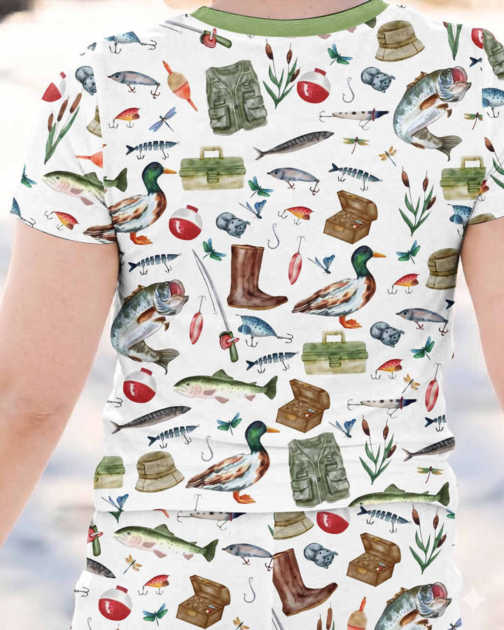 Daddy's Fishing Buddy Daddy& Me Matching Bamboo Two Piece Short Sleeve Shorts Pajama Set