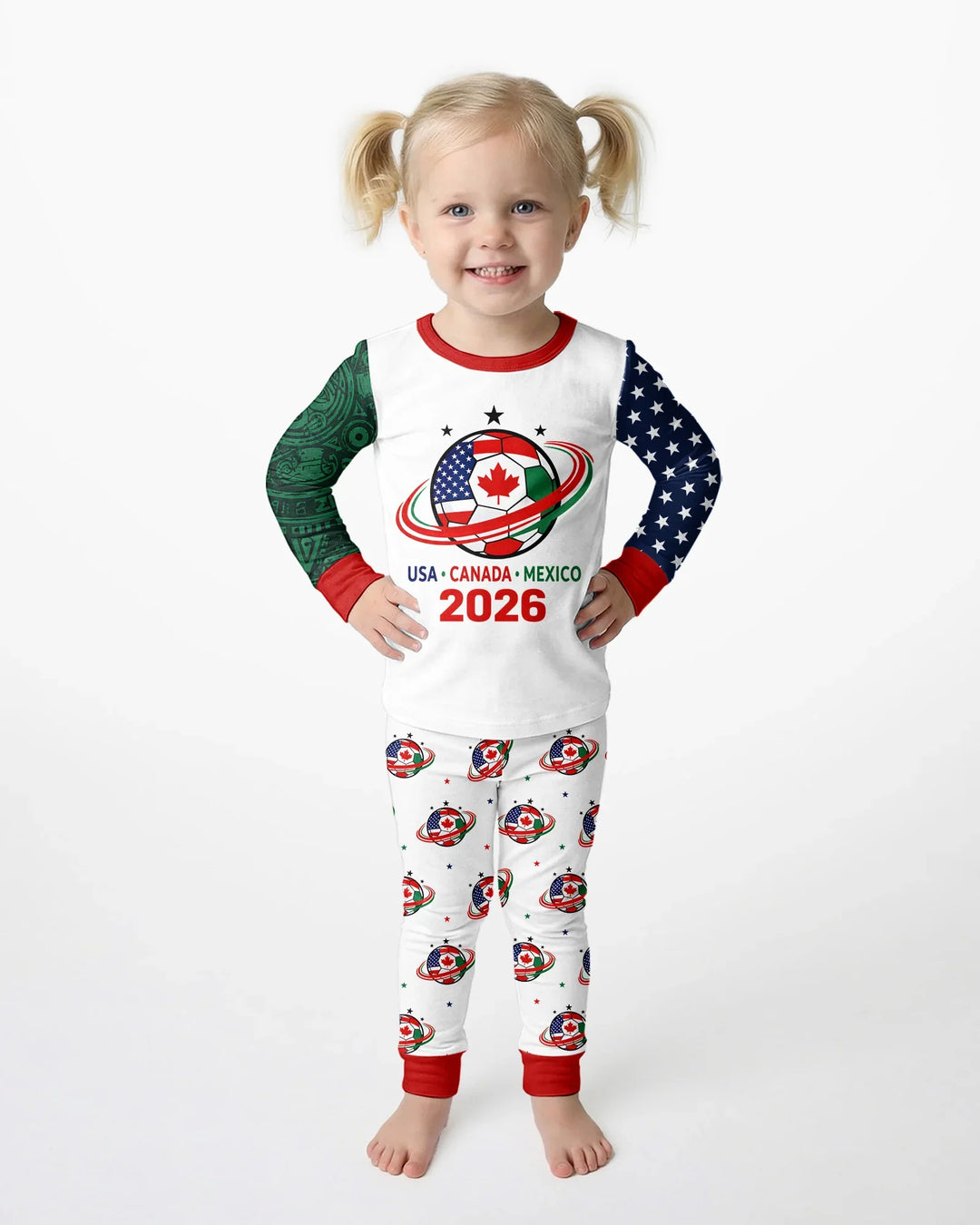 Soccer Cup USA Canada Mexico Bamboo Two Piece Long Sleeve Pajama Set