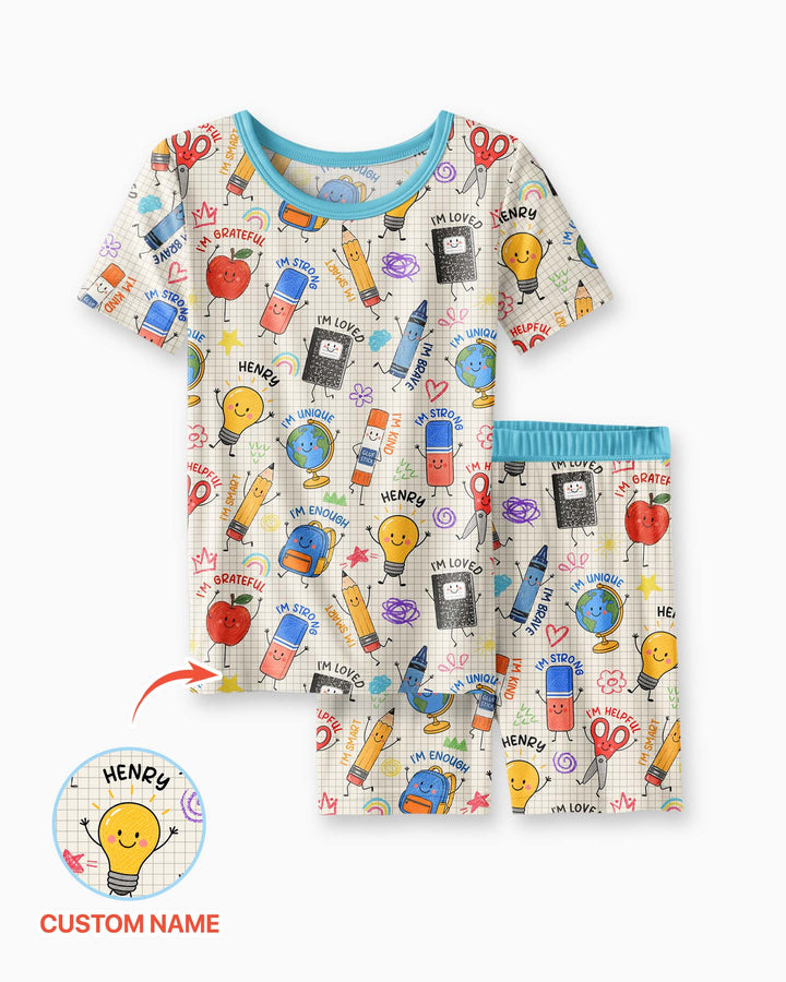 Conjunto de Pijama de Dos Piezas de Bambú con Mangas Cortas y Pantalones Cortos
