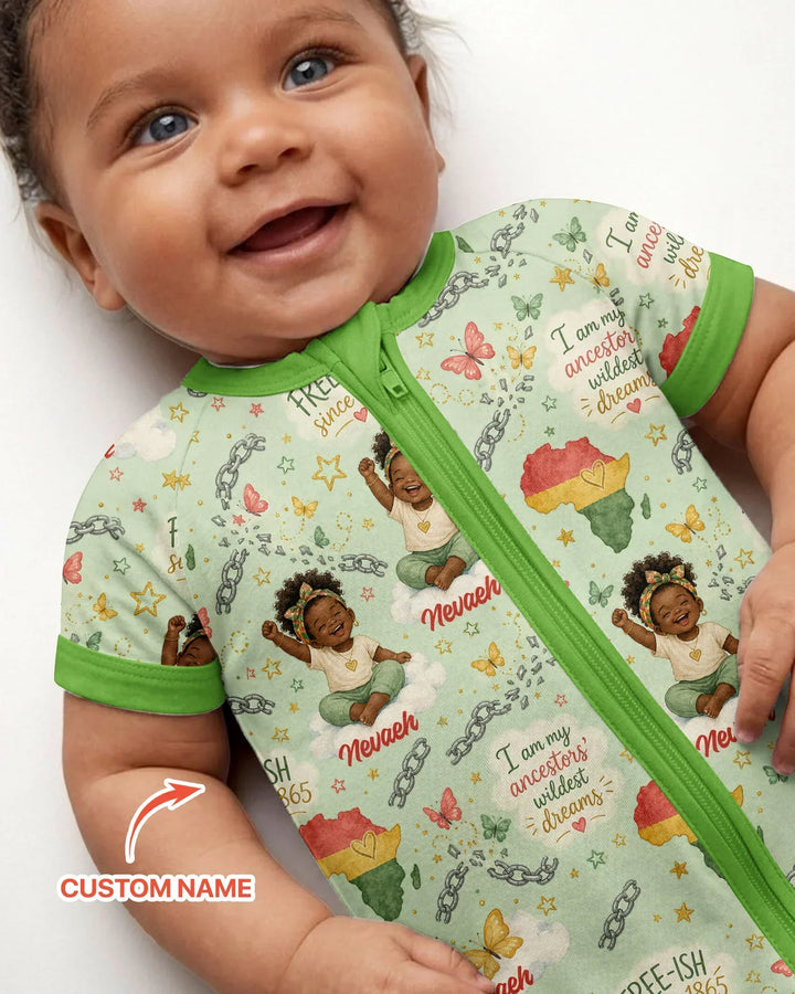 Custom Name Juneteenth I Am My Ancestors' Wildest Dream Bamboo Shorty Zippy