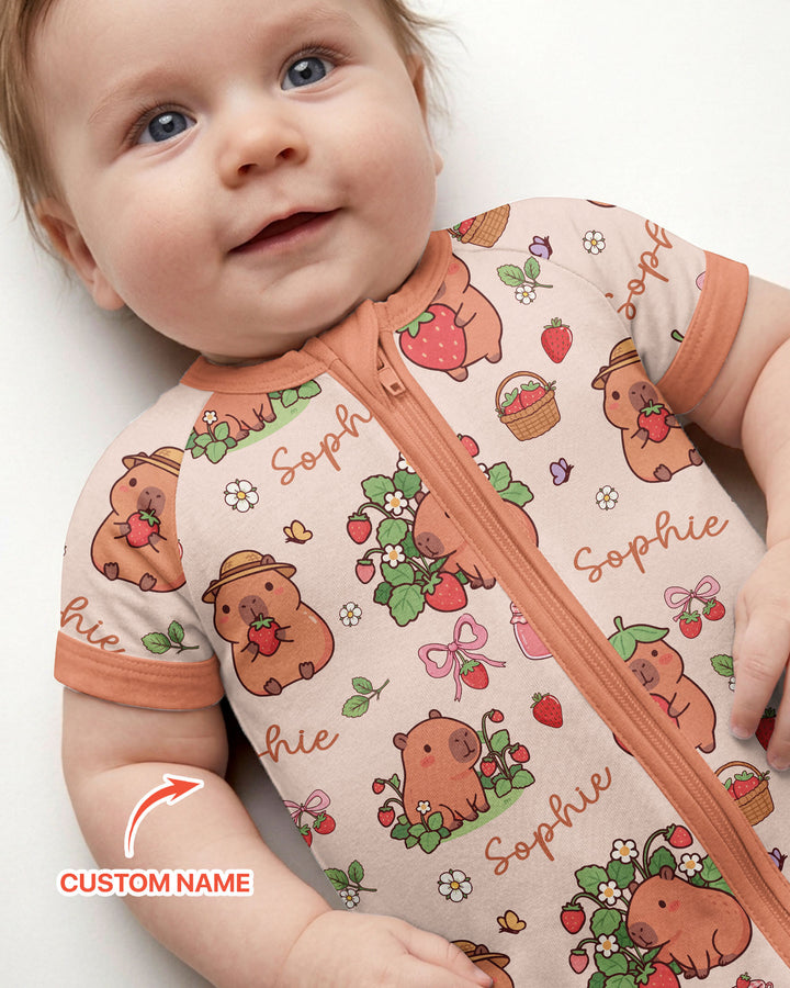 Custom Name Capybara Strawberry Bamboo Shorty Zippy