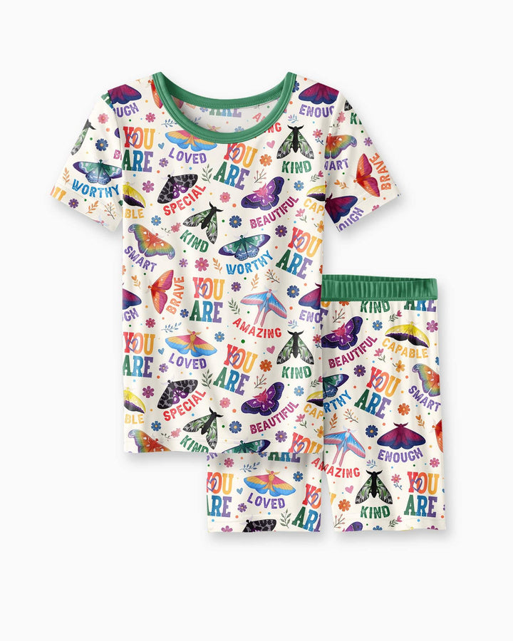 Schlafanzug-Set zweiteilig, kurze Ärmel, kurze Hose, Bambus