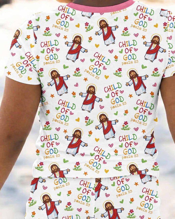 Jesus Loves Me Bamboo Two Piece Short Sleeve Pajama Set