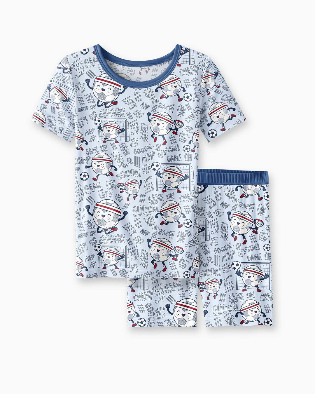 Happy Soccer Ball Family Matching Bamboo Two Piece Short Sleeve Shorts Pajama Set